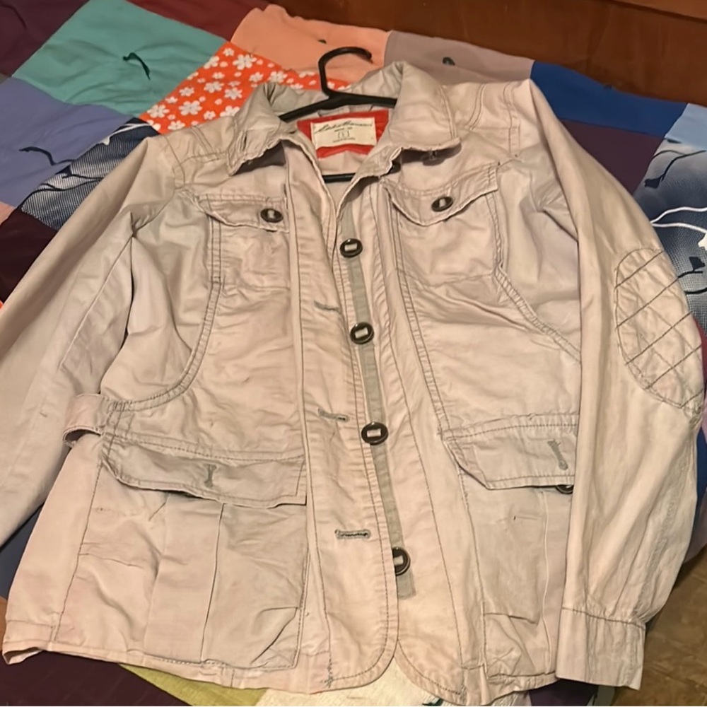 Eddie Bauer Beige Utility Jacket with Relaxed Fit and Standard Collar